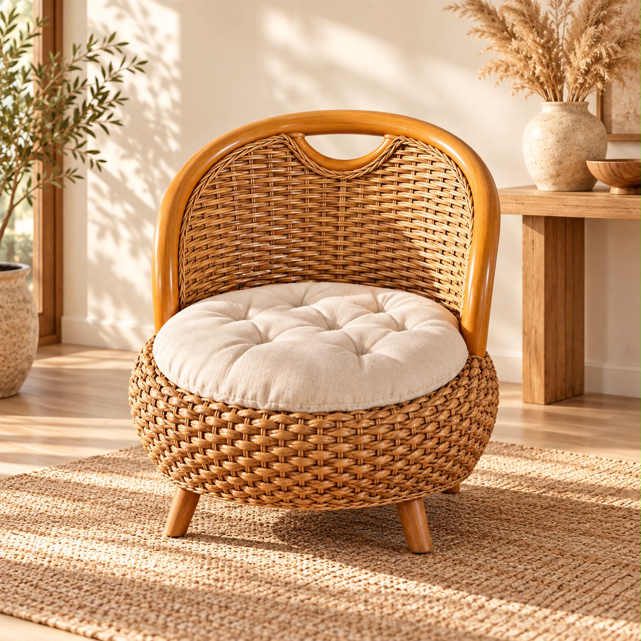 Ambra – Fauteuil bas en rotin miel