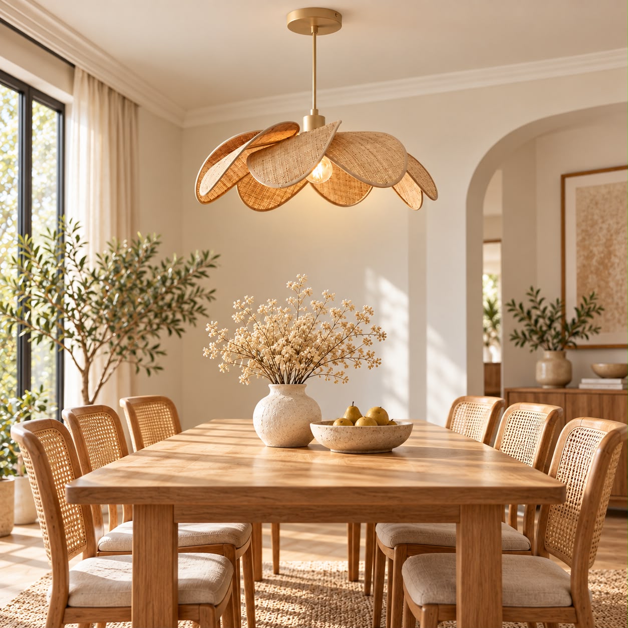 Auréa – Suspension florale en rotin