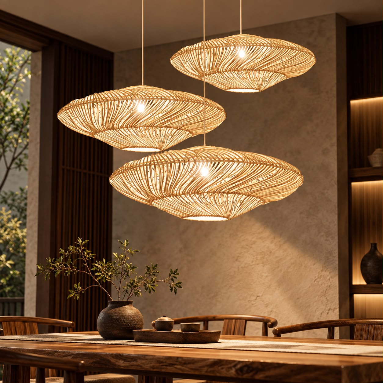 Ondéa – Suspension sculpturale en rotin