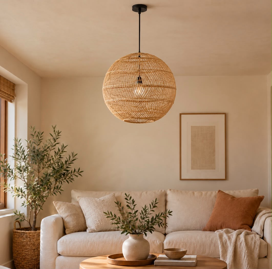 Sphéra – Suspension boule en rotin tressé