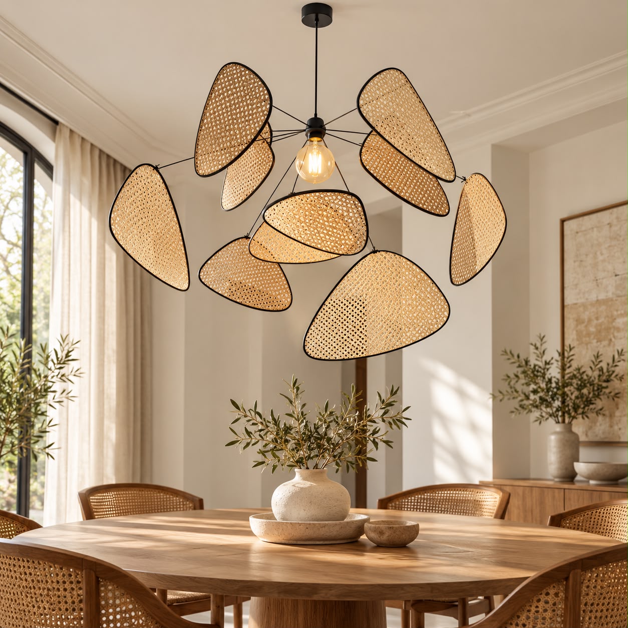 Elyna – Suspension sculpturale en cannage