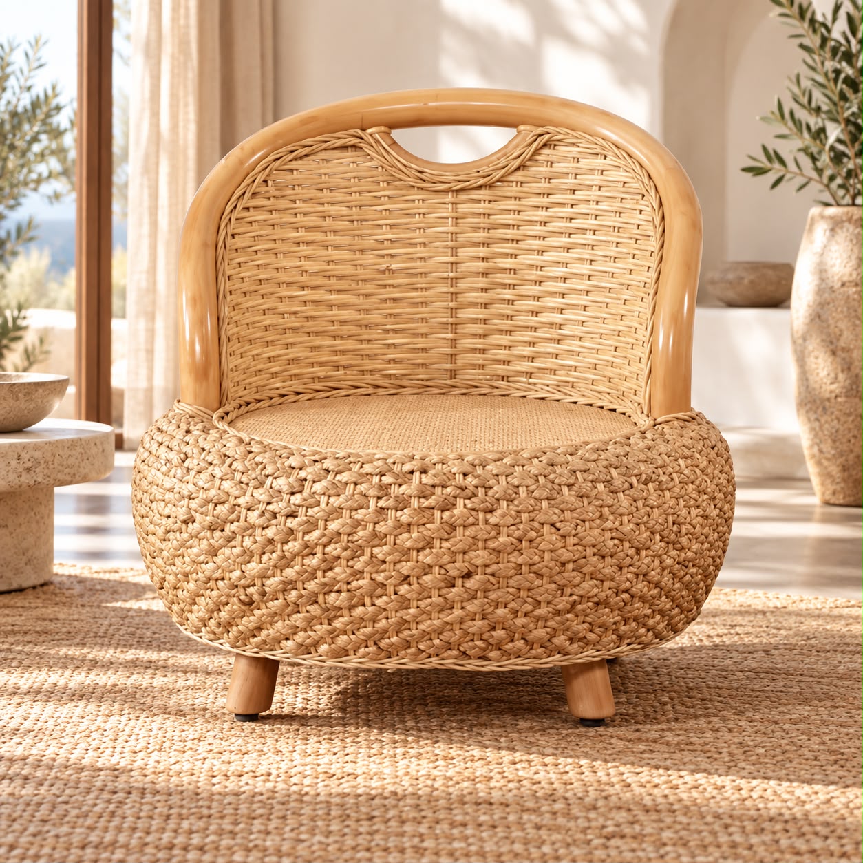 Alba – Fauteuil bas en rotin naturel