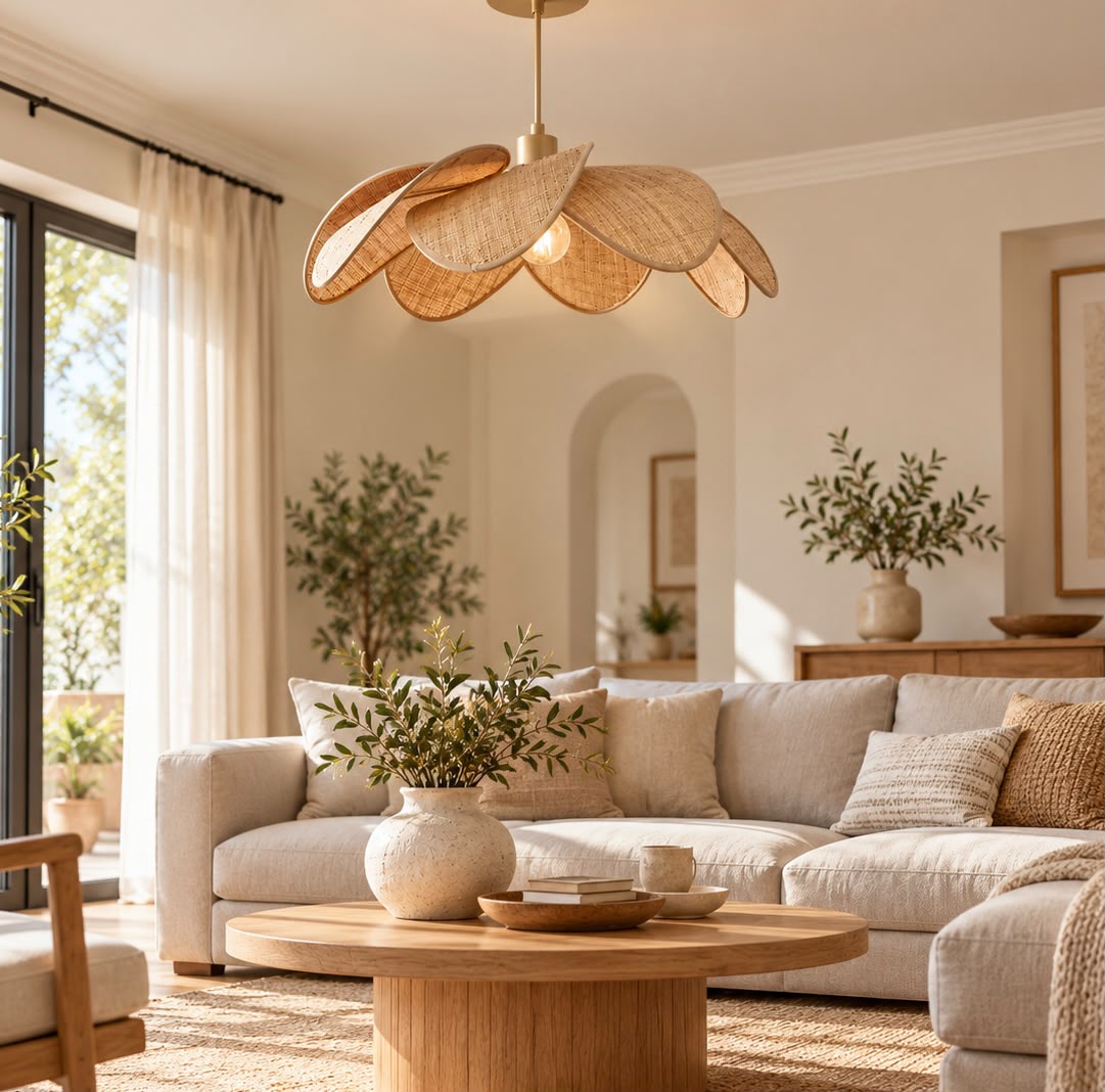 Auréa – Suspension florale en rotin