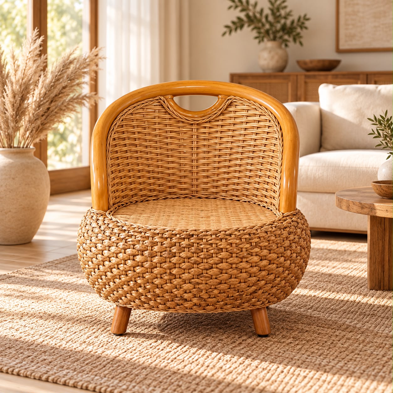Ambra – Fauteuil bas en rotin miel
