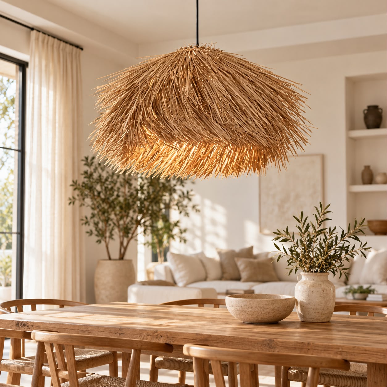 Savana – Suspension en rotin à franges naturelles
