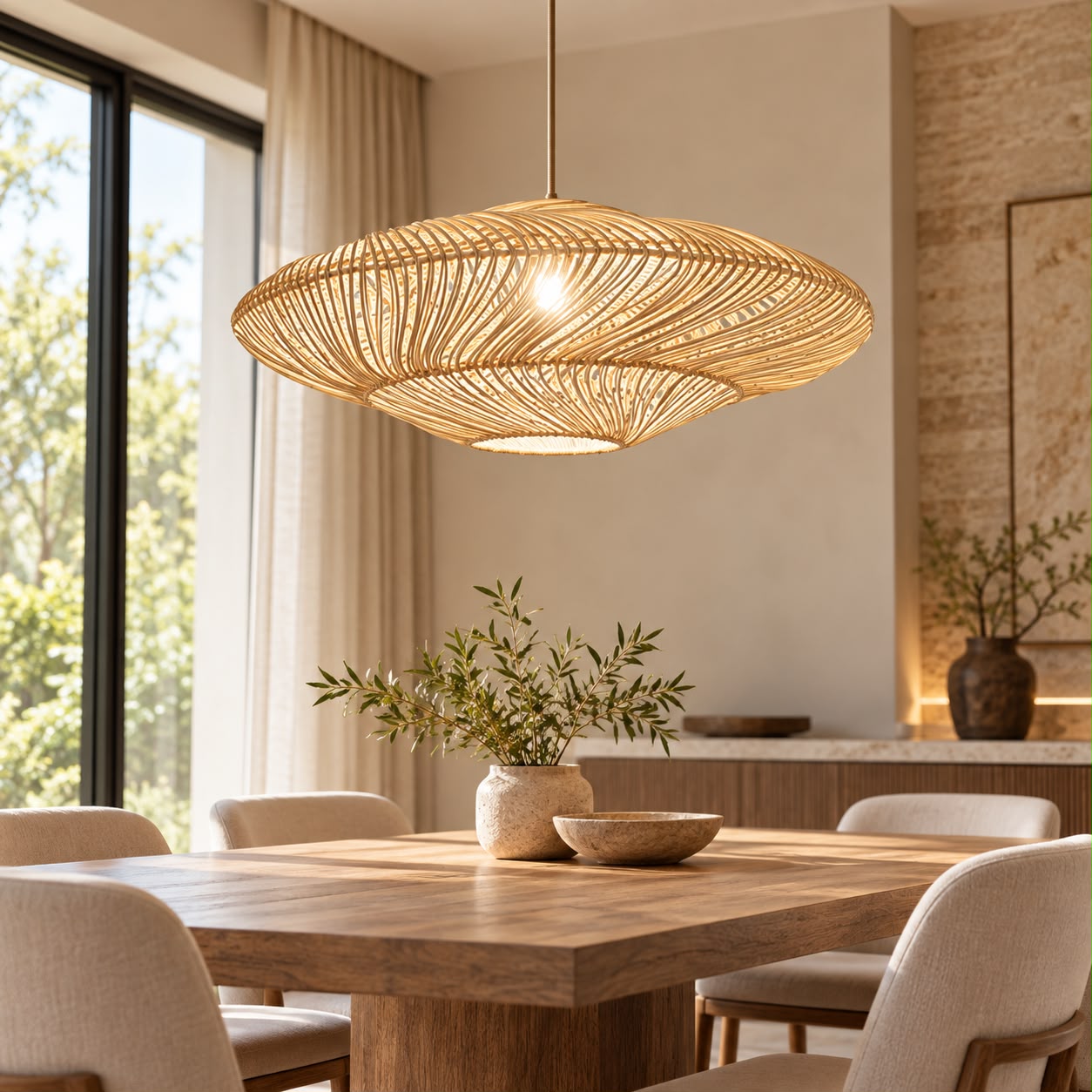 Ondéa – Suspension sculpturale en rotin